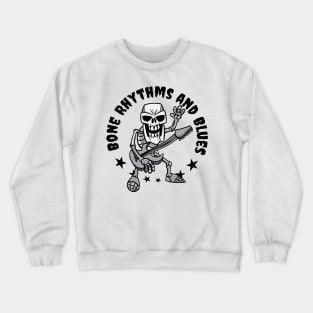 Bone Rhythms and Blues - Skeleton Blues Guitar Player Crewneck Sweatshirt